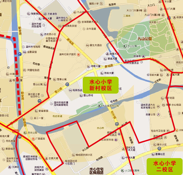 温州鹿城区小学学区划分示意图