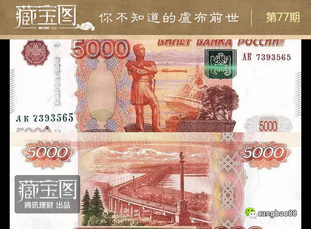你不知道的卢布:5000纸币面额上印着侵华头目